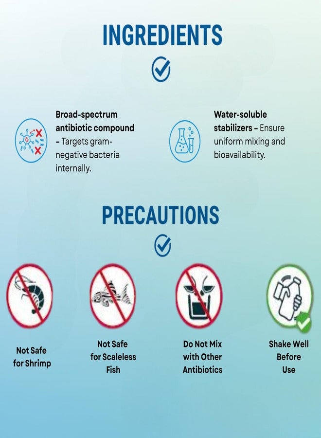 سلسلة فيش سيف جرام-في (للاستخدام الداخلي) | علاج العدوى البكتيرية الداخلية | للأسماك الاستوائية (30 مل) - Image 5